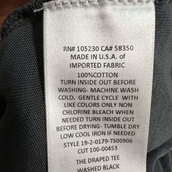 Current/Elliott Shirt Womens 0 Washed Gray The Draped Tee Made USA Twist Front - Picture 7 of 13